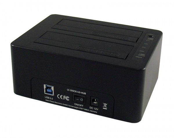 HDD D. Station dual bay LC-DOCK-U3-HUB 2xSSD/HDD, Black ,3x USB3.0 HUB