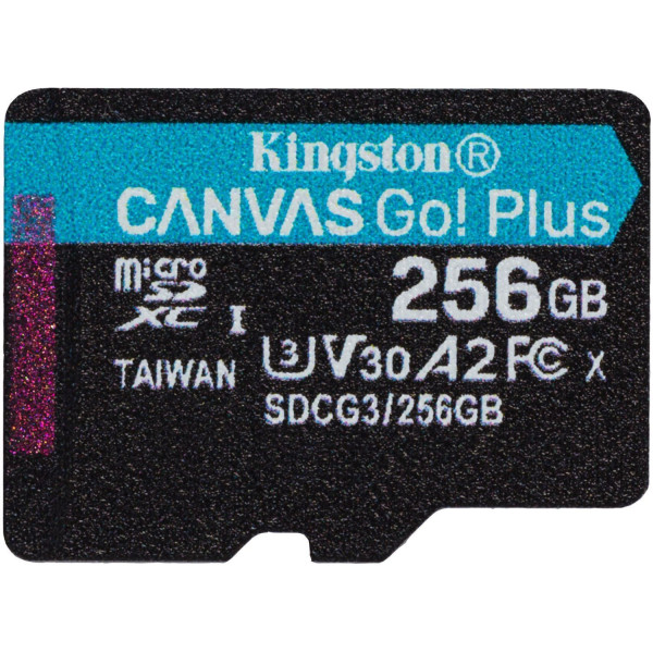 Micro SD Kingston 256GB Canvas GoPlus Class10 UHS-I U3 V30 A2, SDCG3/256GB