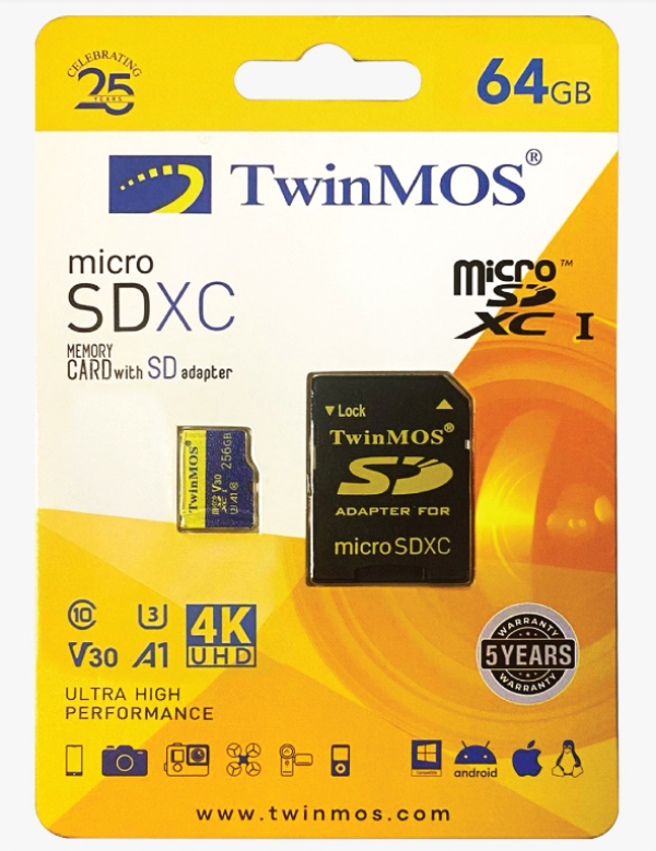 MicroSDXC TwinMOS 64GB TM64MSDXC10V30U3, UHS-3, V30