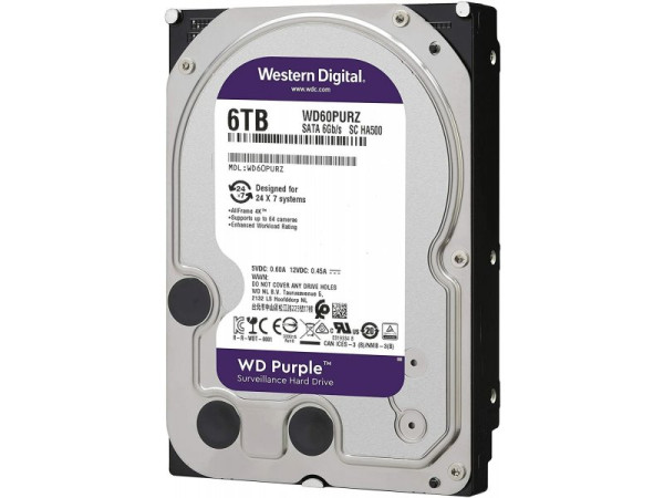 HDD WD 6TB CMR SATA3 WD64PURZ 256MB Purple Recertified