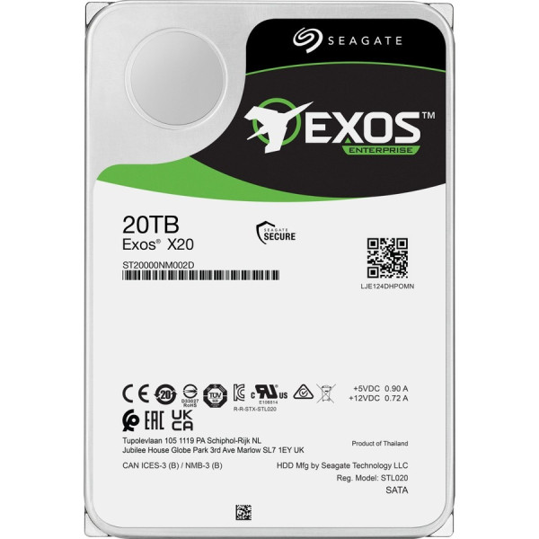 HDD 20TB Seagate Exos X20 ST20000NM002D 7200RPM 256MB Ent. SAS