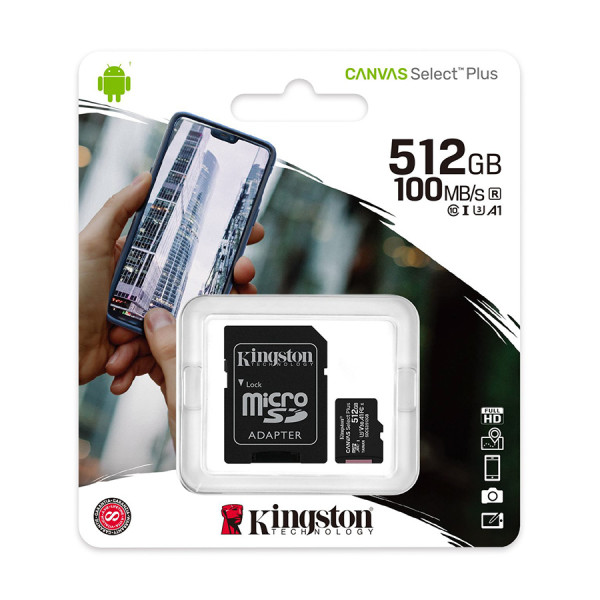 Micro SD Kingston 512GB Canvas Select Plus SDCS2/512GB +adapter