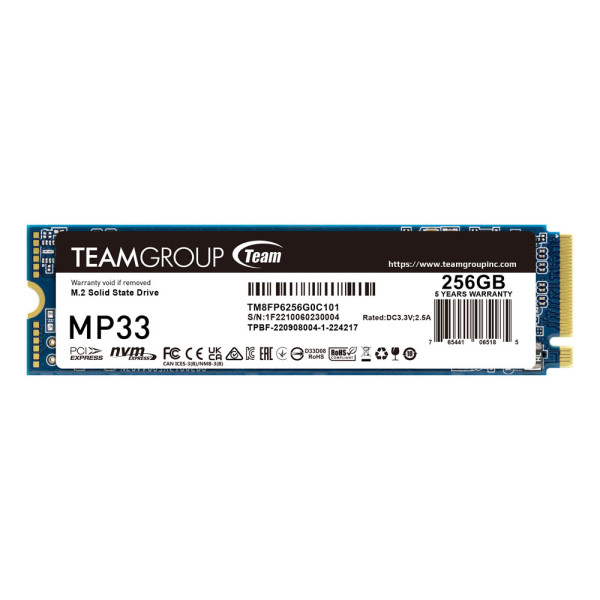 SSD M.2 NVMe TeamGroup 256GB MP33 Gen3x4 1600MBs/1000MBs TM8FP6256G0C101